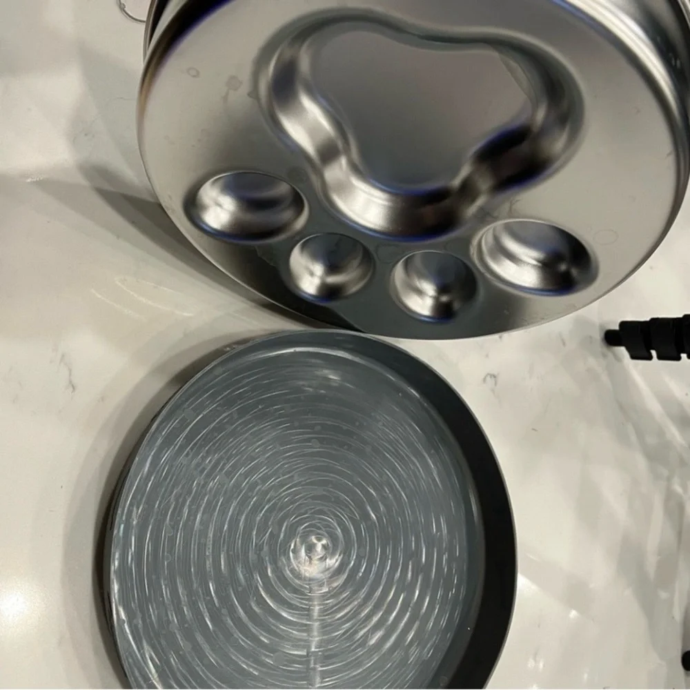 Gray and Silver Dog Paw Print Feeding Bowl